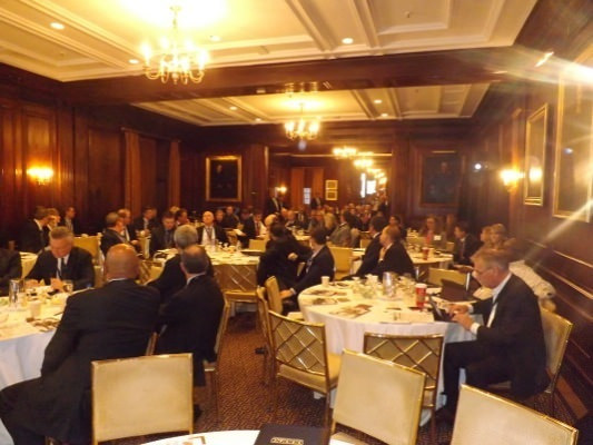 Forecast attendees have breakfast at the beautiful Harvard Club.